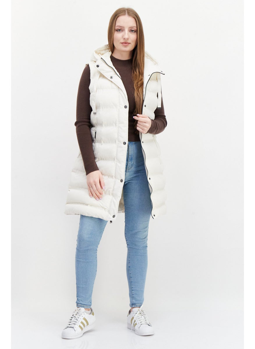 BCBGeneration Women Plain Puffer Vest, Ivory  - Image 4
