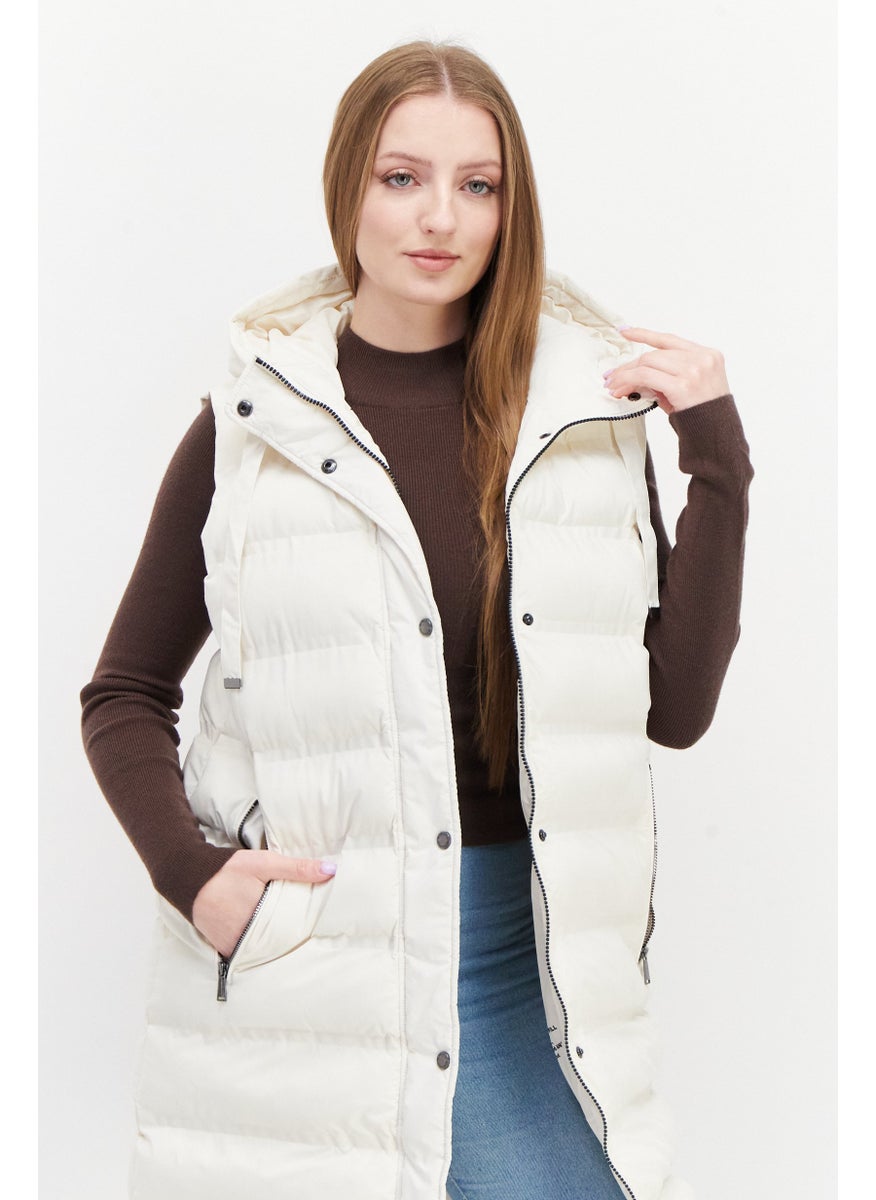BCBGeneration Women Plain Puffer Vest, Ivory  - Image 1