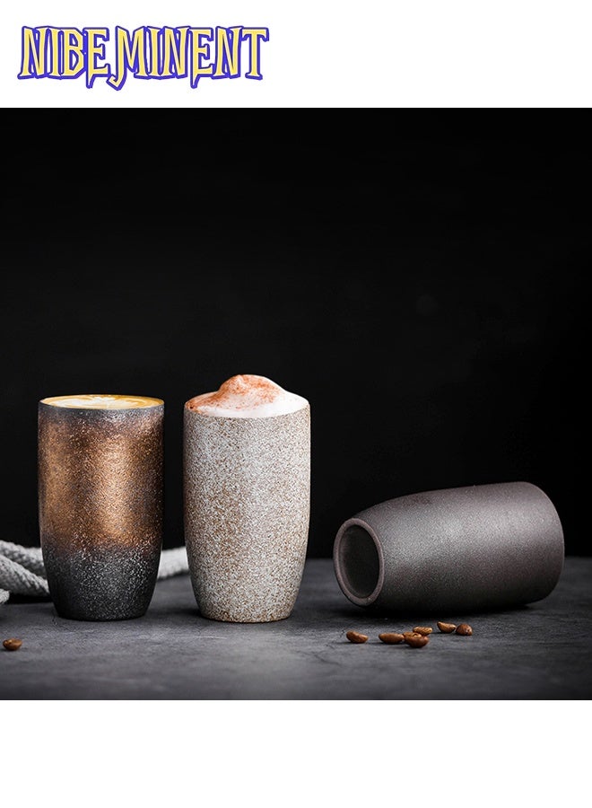 NIBEMINENT Retro stoneware espresso cup ceramic tea cup creative design home water cup latte cup  - Image 4