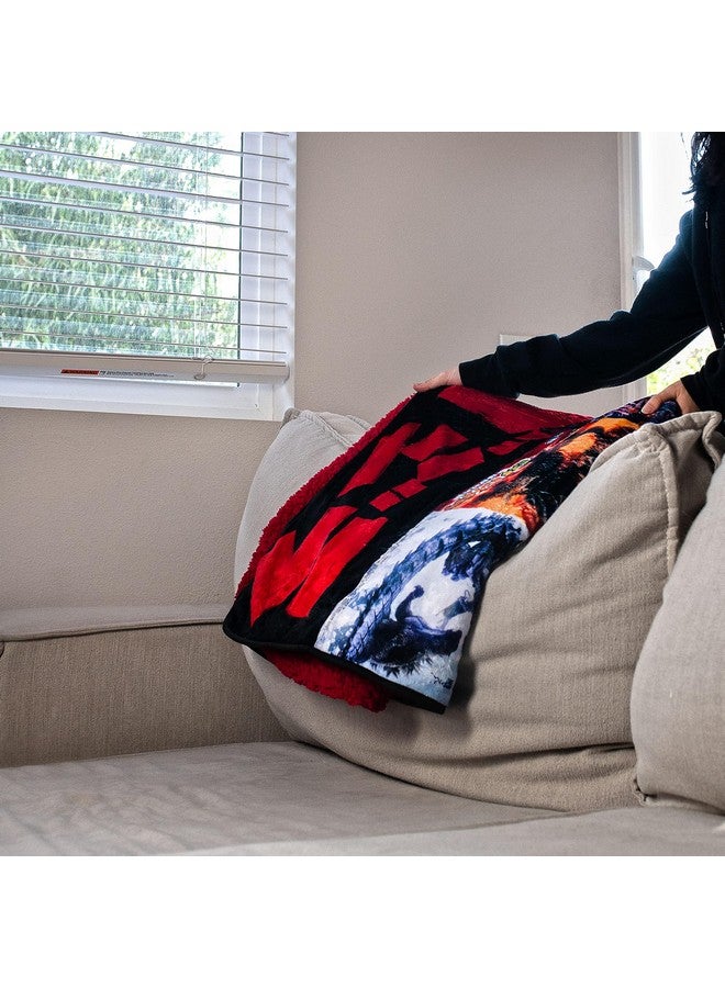 Godzilla Surreal Entertainment Godzilla Movie Poster Oversized Plush Throw Blanket | Cozy Sherpa Cover For Sofa, Bed Super Soft Fleece Official Kaiju Monster Gojira Collectible 76 x 54 Inches, Red, One Size - Image 3