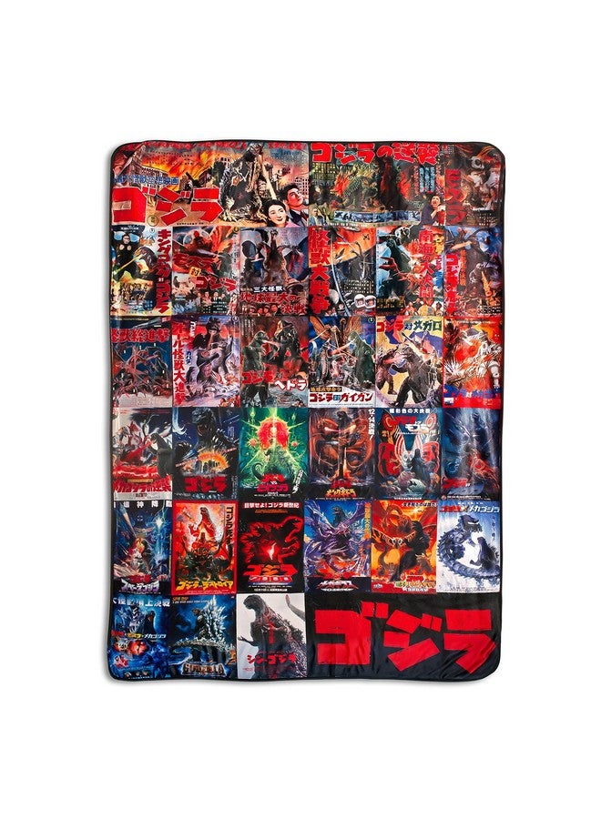 Godzilla Surreal Entertainment Godzilla Movie Poster Oversized Plush Throw Blanket | Cozy Sherpa Cover For Sofa, Bed Super Soft Fleece Official Kaiju Monster Gojira Collectible 76 x 54 Inches, Red, One Size - Image 1