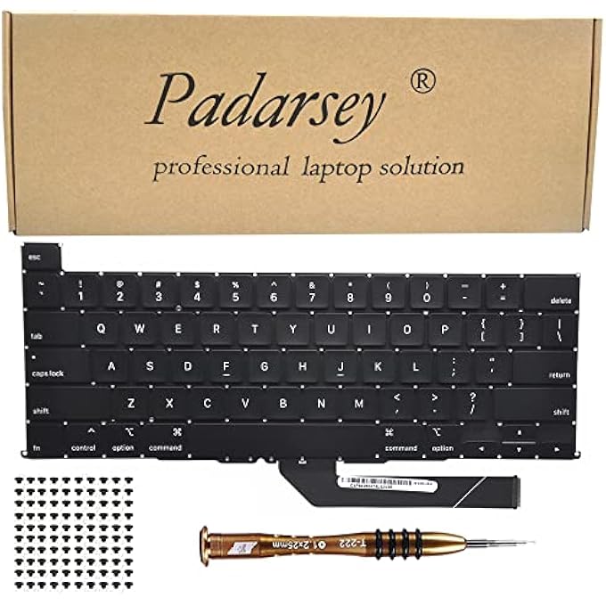 REPLACEMENT KEYBOARD COMPATIBLE WITH MACBOOK PRO 16 INCH WITH TOUCH BAR A2141 RELEASED 2019 US LAYOUT+KEYBOARD SCREWS+SCREWDRIVER