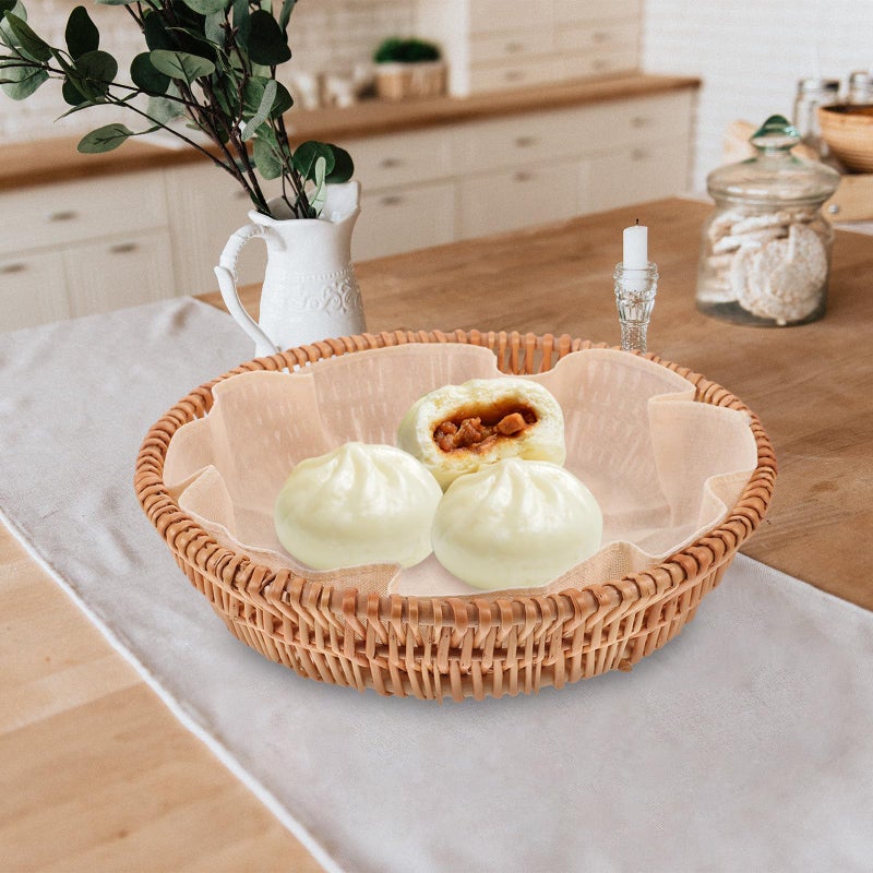 Medium Woven Wicker Bread Basket For Kitchen Dining Table Serving And Decoration - Image 5