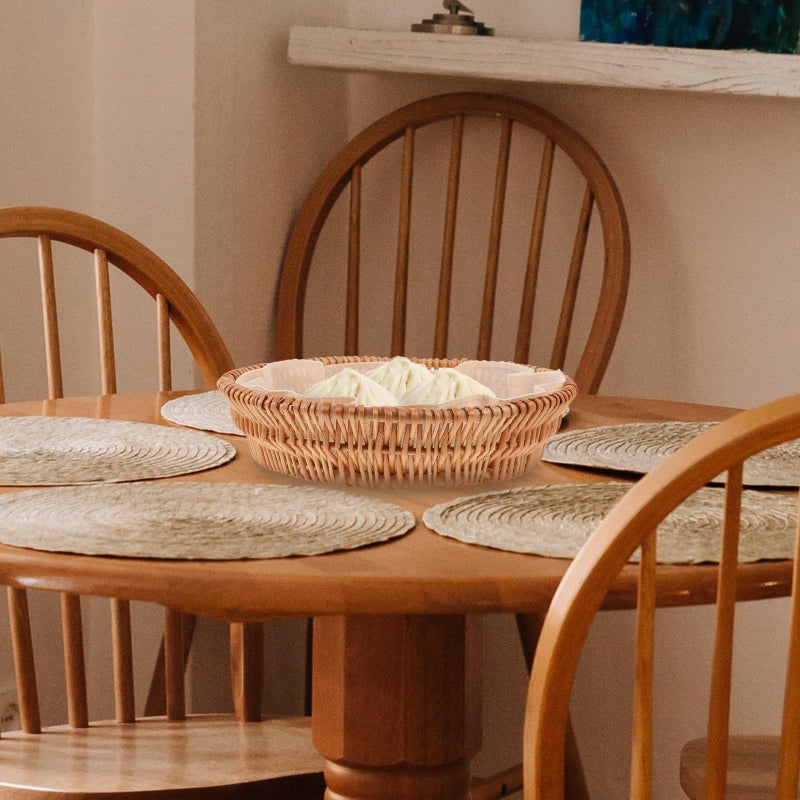 Medium Woven Wicker Bread Basket For Kitchen Dining Table Serving And Decoration - Image 4
