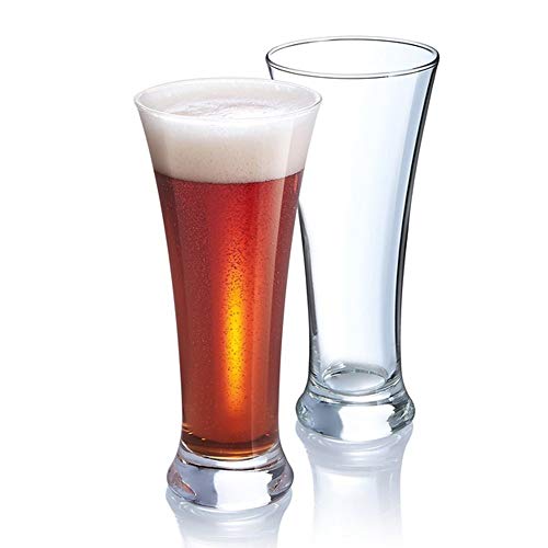 TIENER Premium Juice & Beer Glass, Pilsner Highball Glasses Heavy Base Tall Bar Glass | Drinking Glasses for Water, Juice, Beer, Wine, and Cocktails | Transparent | 275 ML | Set of 6 - Image 1