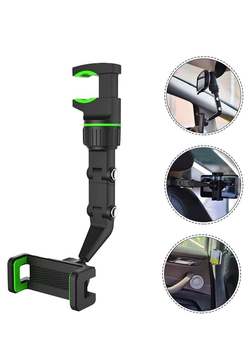 360° Rear View Mirror Phone Holder, Multifunctional Rearview Mirror Phone Holder with 3 in 1 Charging Cable - Image 1