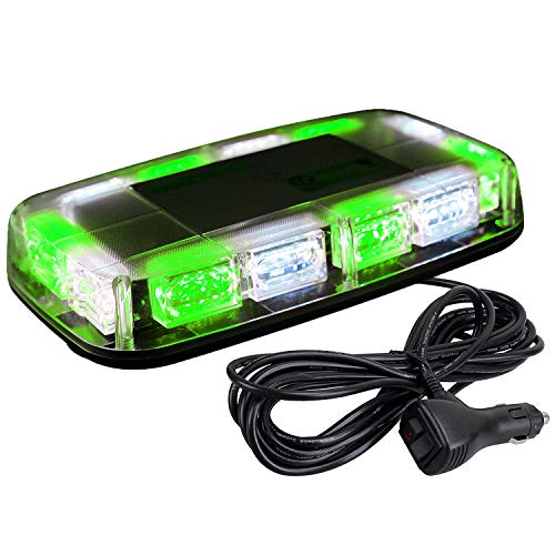 ASPL 48LED Roof Top Strobe Lights, High Visibility Emergency Safety Warning LED Mini Strobe Light bar with Magnetic Base for 12-24V Snow Plow, Trucks, Construction Vehicles (Green/White) - Image 1
