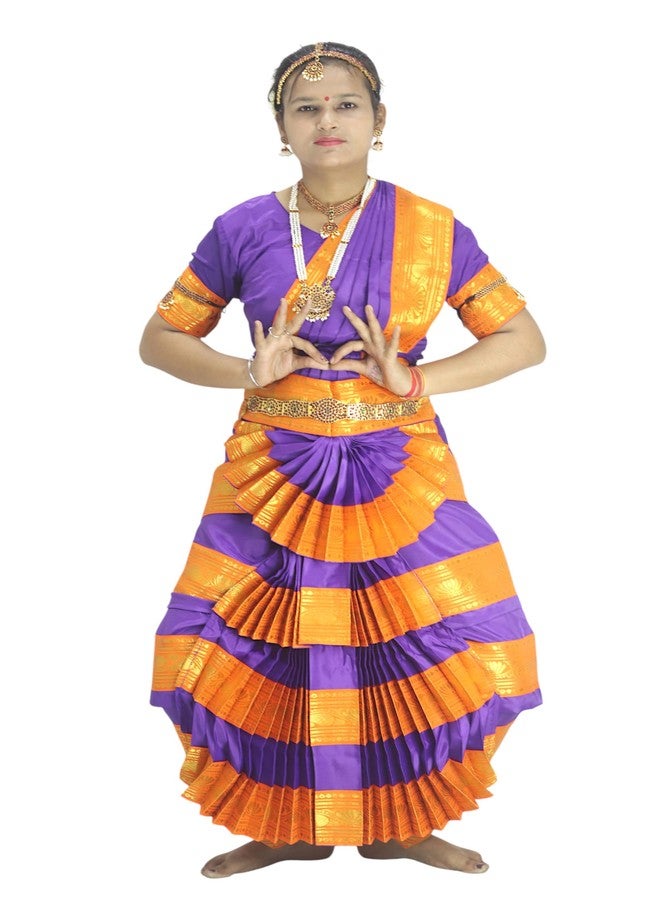 TWINKLE TOTS TwinkleTots Readymade Silk Bharatanatyam Dance Dress for Girls | Fancy Dress/Costume Competitions/School Events/Annual Functions Purple - Image 1
