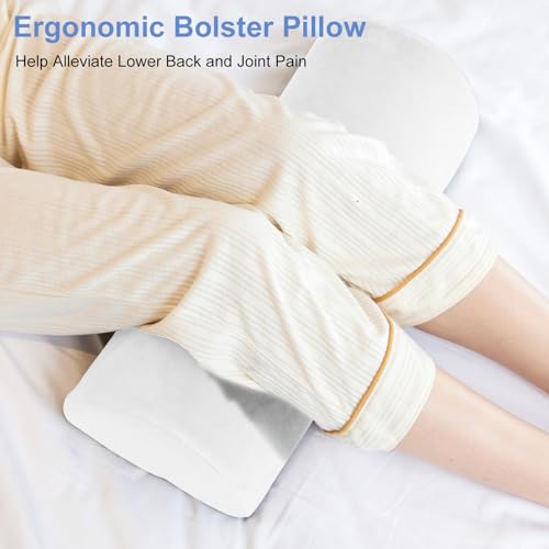 Resylp Knee Pillow for Back Sleeping, Memory Foam Bolster Pillow for Legs, Under Knee Pillow for Sleeping, Leg Pillow for Back & Hip Pain Relief, Half Moon Boslter, White - Image 2
