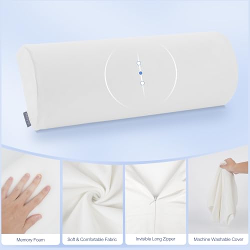 Resylp Knee Pillow for Back Sleeping, Memory Foam Bolster Pillow for Legs, Under Knee Pillow for Sleeping, Leg Pillow for Back & Hip Pain Relief, Half Moon Boslter, White - Image 4