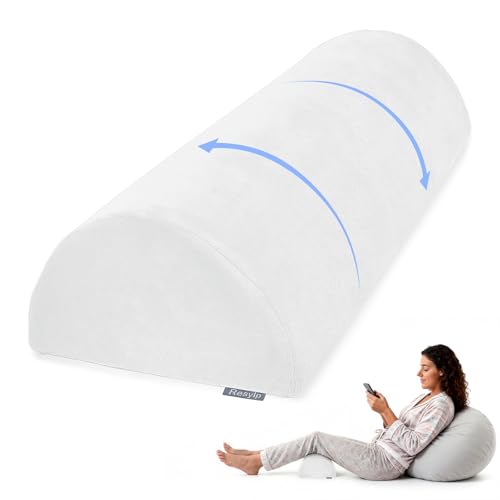 Resylp Knee Pillow for Back Sleeping, Memory Foam Bolster Pillow for Legs, Under Knee Pillow for Sleeping, Leg Pillow for Back & Hip Pain Relief, Half Moon Boslter, White - Image 1