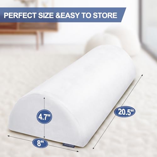 Resylp Knee Pillow for Back Sleeping, Memory Foam Bolster Pillow for Legs, Under Knee Pillow for Sleeping, Leg Pillow for Back & Hip Pain Relief, Half Moon Boslter, White - Image 5