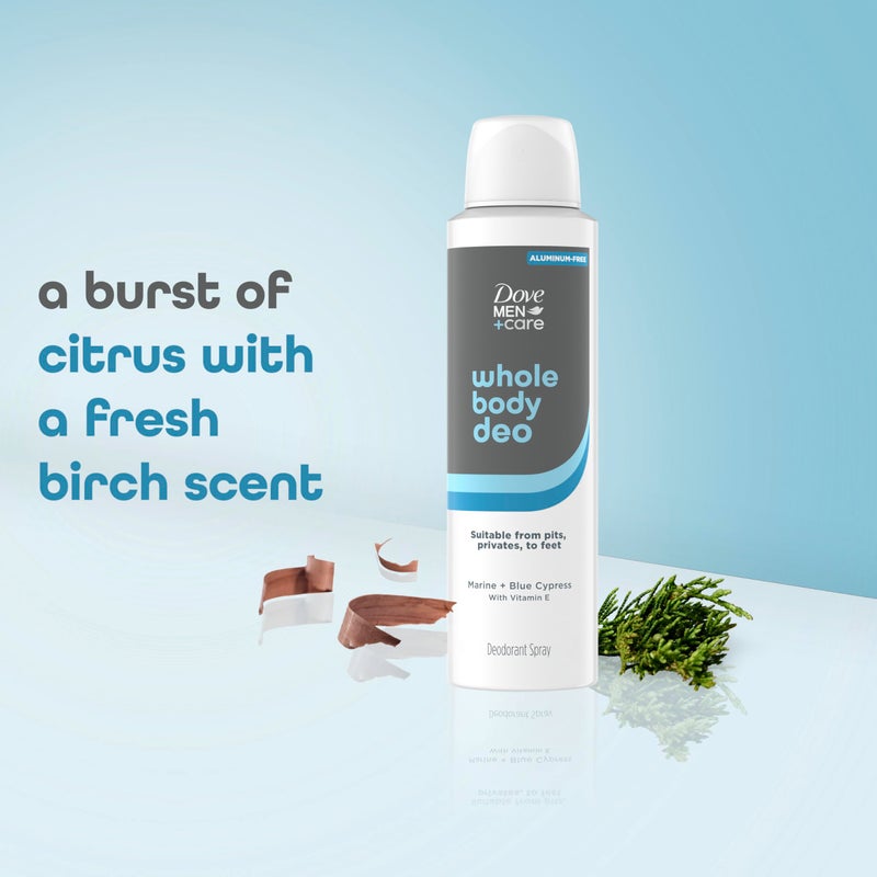 Dove Men+Care دوف للرجال + العناية مزيل العرق للجسم بالكامل مارين + سبرس الأزرق لحماية من الروائح لمدة 72 ساعة من الإبطين والأماكن الحساسة إلى القدمين 4 أونصات - Image 5