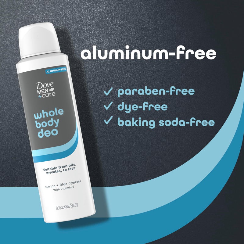 Dove Men+Care دوف للرجال + العناية مزيل العرق للجسم بالكامل مارين + سبرس الأزرق لحماية من الروائح لمدة 72 ساعة من الإبطين والأماكن الحساسة إلى القدمين 4 أونصات - Image 3