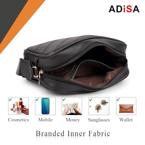 ADISA Women's Girls Cross Body Sling Bag with Pouch (SL5127_Black) - Image 5