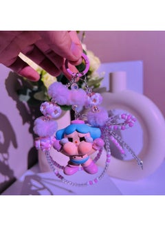 Generic Flocking Labubu Doll Vinyl Flying Policewoman And Other Mobile Phone Pendant Key Chain Hand Diy-Specifications:Crying Baby Feitian Sitting Pink-bag Keychain Pendant  - Image 4