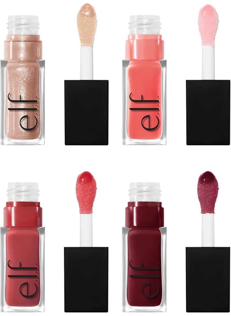 elf Glow Reviver Quad Goals Lip Oil Kit, Lip Gloss For A High-Gloss Finish & Sheer Wash Of Color, Non-Sticky, Vegan & Cruelty-Free, 4 Glosses - Image 2