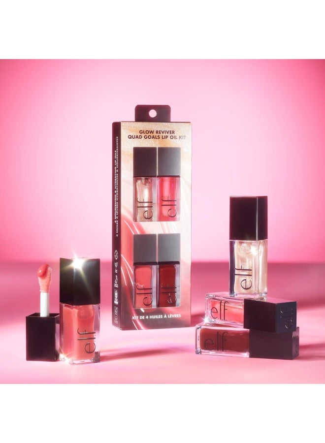 elf Glow Reviver Quad Goals Lip Oil Kit, Lip Gloss For A High-Gloss Finish & Sheer Wash Of Color, Non-Sticky, Vegan & Cruelty-Free, 4 Glosses - Image 4