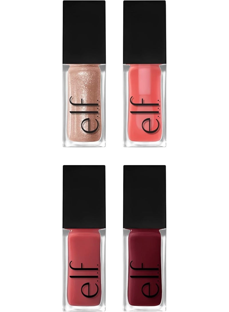 elf Glow Reviver Quad Goals Lip Oil Kit, Lip Gloss For A High-Gloss Finish & Sheer Wash Of Color, Non-Sticky, Vegan & Cruelty-Free, 4 Glosses - Image 5