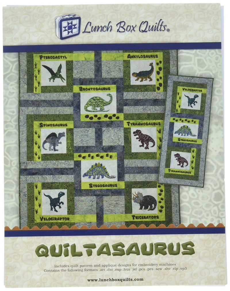 Lunch Box Quilts Lunch Box Quilts Quiltasaurus Machine Embroidery CD Pattern