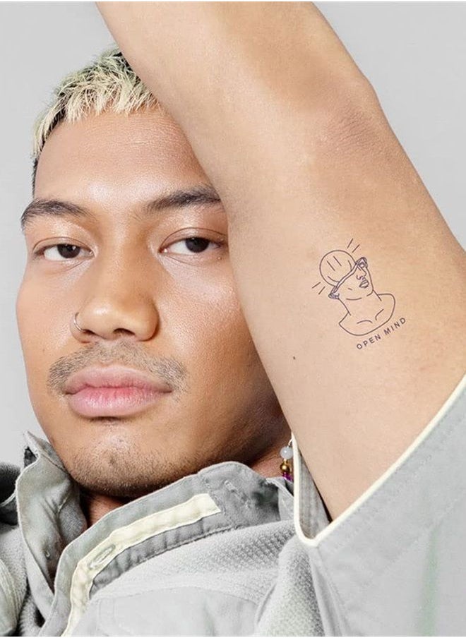 inkbox - Inkbox Temporary Tattoos, Semi-Permanent Tattoo, One Premium Easy Long Lasting, Water-Resistant Temp Tattoo with For Now Ink - Lasts 1-2 Weeks, Open Mind, 3 x 3 in - Image 1
