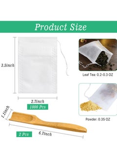 KASTWAVE 1000 Pcs Disposable Tea Bags for Loose Leaf Tea, Drawstring Empty Tea Infuser with 2 Pcs Tea Spoon, Natural Material Tea Filter Bags for Loose Leaf Tea, Coffee  - Image 4