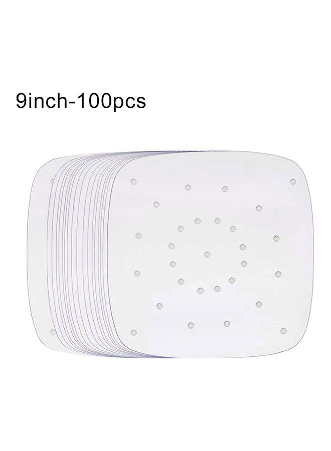 NIBEMINENT 100-Piece Perforated Square Non-stick Air Frying Paper White 9cm - Image 1