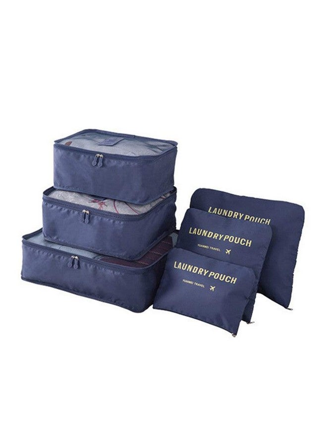 Styleys ستيلز 6 قطع/1 مجموعة حقيبة تخزين السفر للملابس، أزرق ملكي - Image 1