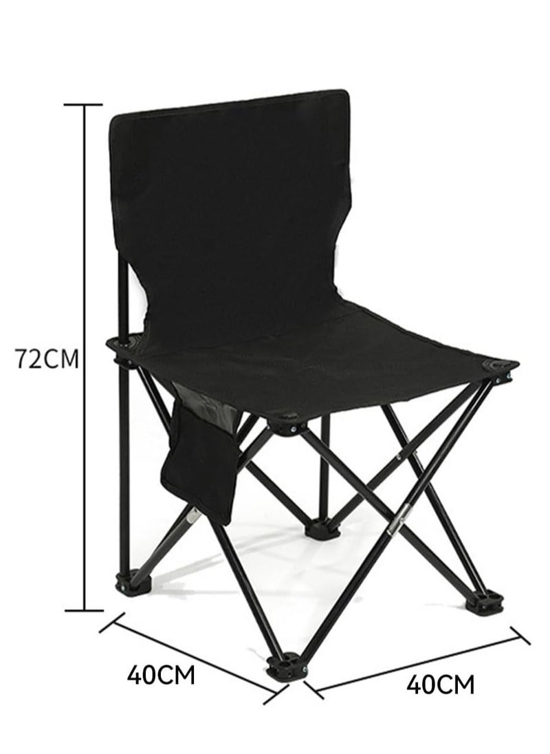 HotsUAE Portable Camping Chair, Lightweight Folding Design with Cooler Bag, Black, for Outdoor Activities  - Image 2