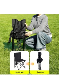 HotsUAE Portable Camping Chair, Lightweight Folding Design with Cooler Bag, Black, for Outdoor Activities  - Image 5