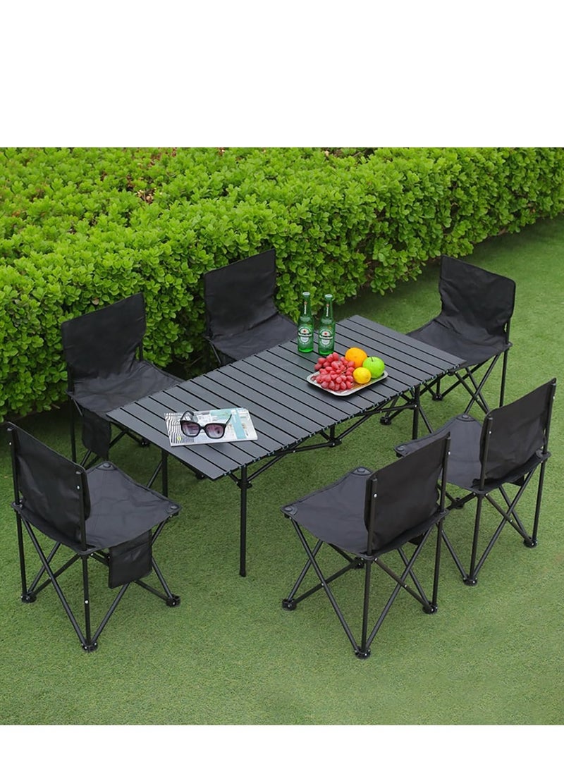 Portable Camping Chair, Lightweight Folding Design with Cooler Bag, Black, for Outdoor Activities