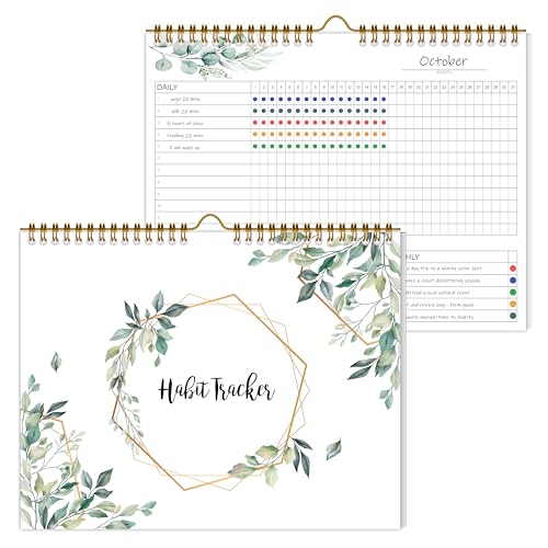 KAICN Habit Tracker Calendar，12 Monthly Habit Tracker Journal with Spiral Binding,Undated Weekly Monthly Planner to Boost Productivity&Self Improvement, 8"x10"（Green) - Image 1