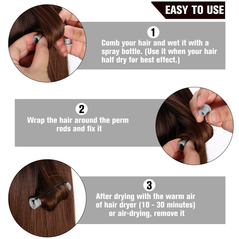 WILLBOND 60 Pcs Short Perm Rods Natural Hair Perm Rods with Elastic Rubber Band Non Slip Plastic Perming Cold Wave Kit for Women Hairdressing Styling Tool(0.59 Inch,Gray) - Image 3