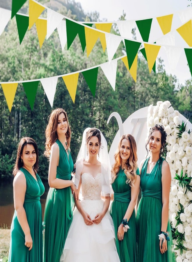 جيجاكرافت لافتة jijAcraft بطول 39 قدمًا باللون الأصفر والأخضر والأبيض، علم مثلث لتزيين حفلات الجولف، زينة قماشية لحفلات الشاي، لافتة معلقة لتزيين الحفلات في الربيع والصيف وأعياد الميلاد وحفلات الزفاف - Image 5