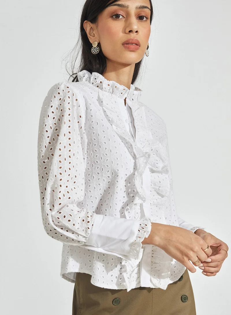 The Label Life Schiffli Ruffled Shirt