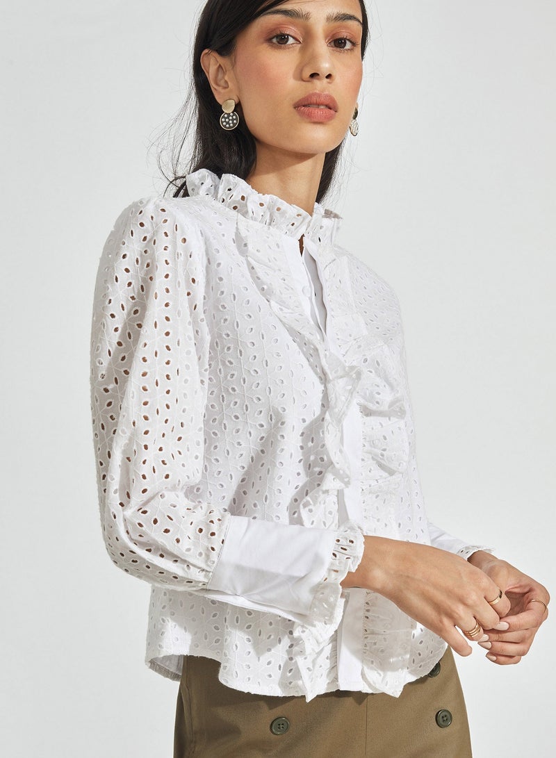 The Label Life Schiffli Ruffled Shirt - Image 1