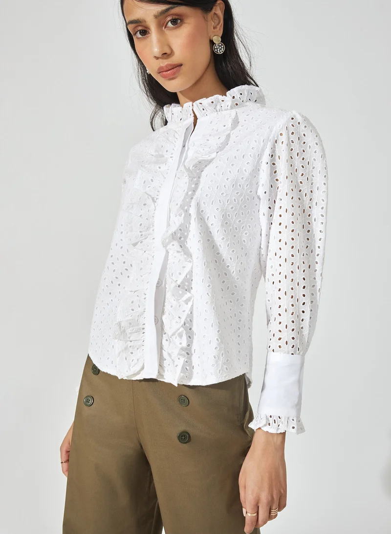 The Label Life Schiffli Ruffled Shirt