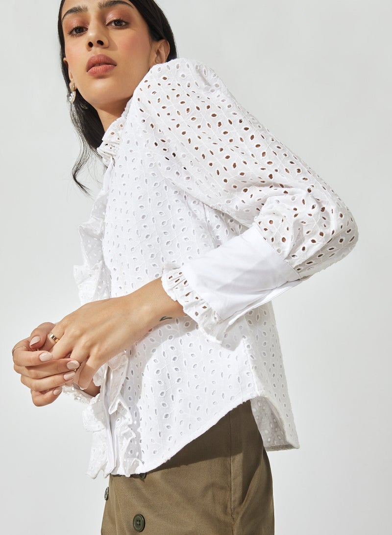 The Label Life Schiffli Ruffled Shirt - Image 3