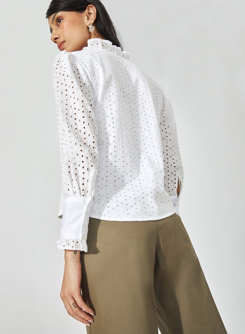 The Label Life Schiffli Ruffled Shirt - Image 4