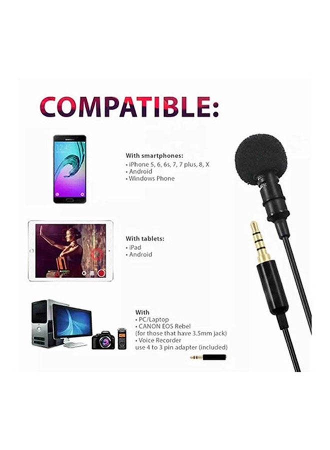 ميكروفون Lavalier صغير بمِشبك يثبت على صدر السترة أسود - Image 4