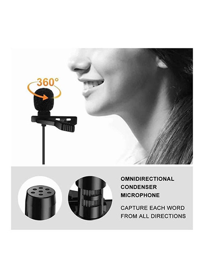 ميكروفون Lavalier صغير بمِشبك يثبت على صدر السترة أسود - Image 2