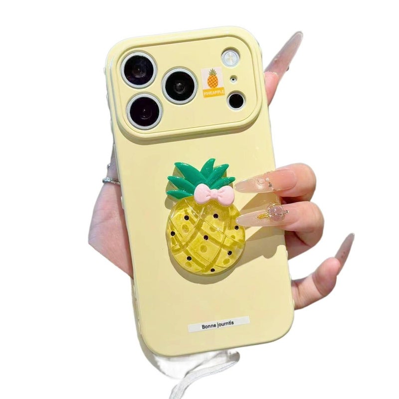 غطاء واقي بTPU لـ iPhone 14 / 14 Plus / 14 Pro / 14 Pro Max مع حماية من السقوط وحامل قابل للطي مع مقاوم للصدمات مع مقاوم للخدش باللون أصفر بوظيفة حامل من مادة TPU - Image 1