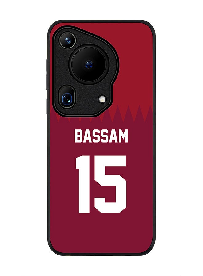 Stylizedd Rugged Black edge case for Huawei Pura 70 Ultra, Slim fit Case Flexible Anti Drop TPU Gel Thin Cover - Football Team - Qatar, Player Name - Bassam - Image 1