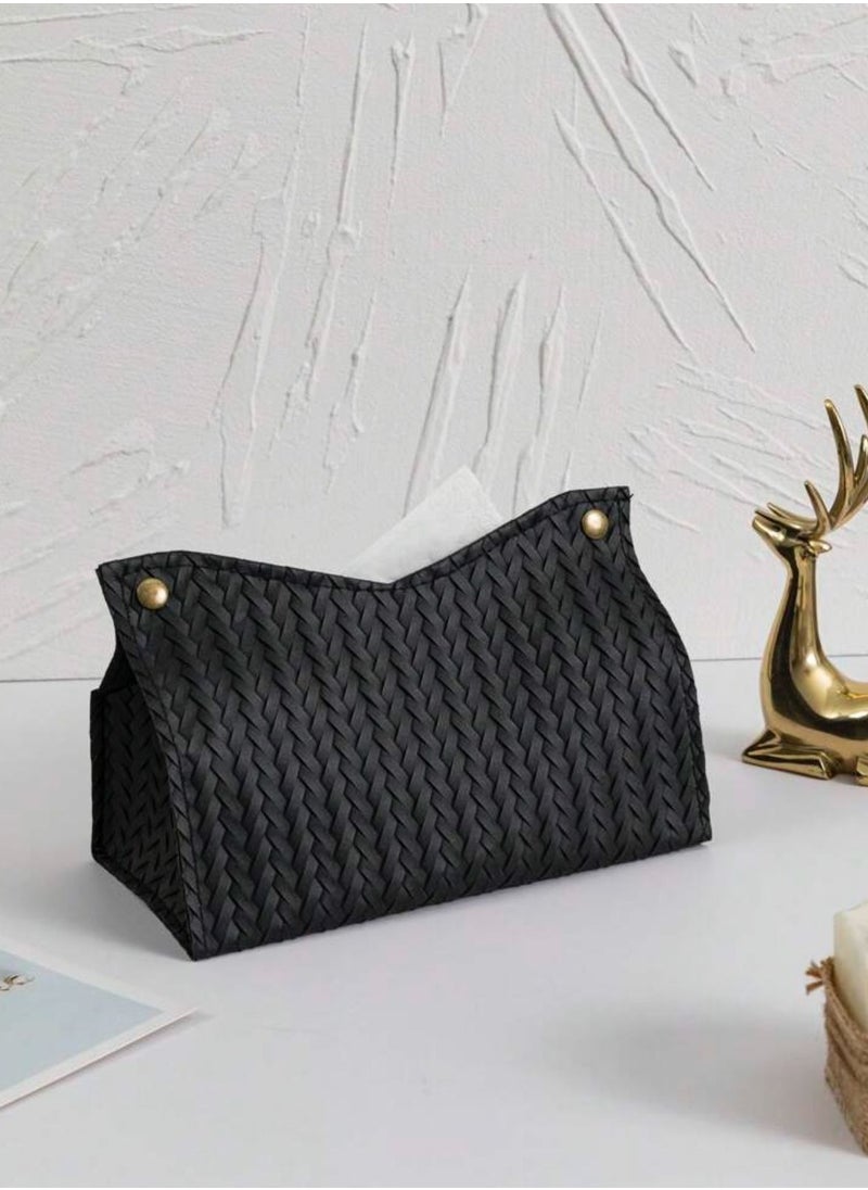 Generic black leather tissue box  - Image 1