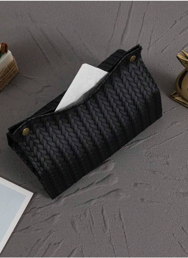 Generic black leather tissue box  - Image 2