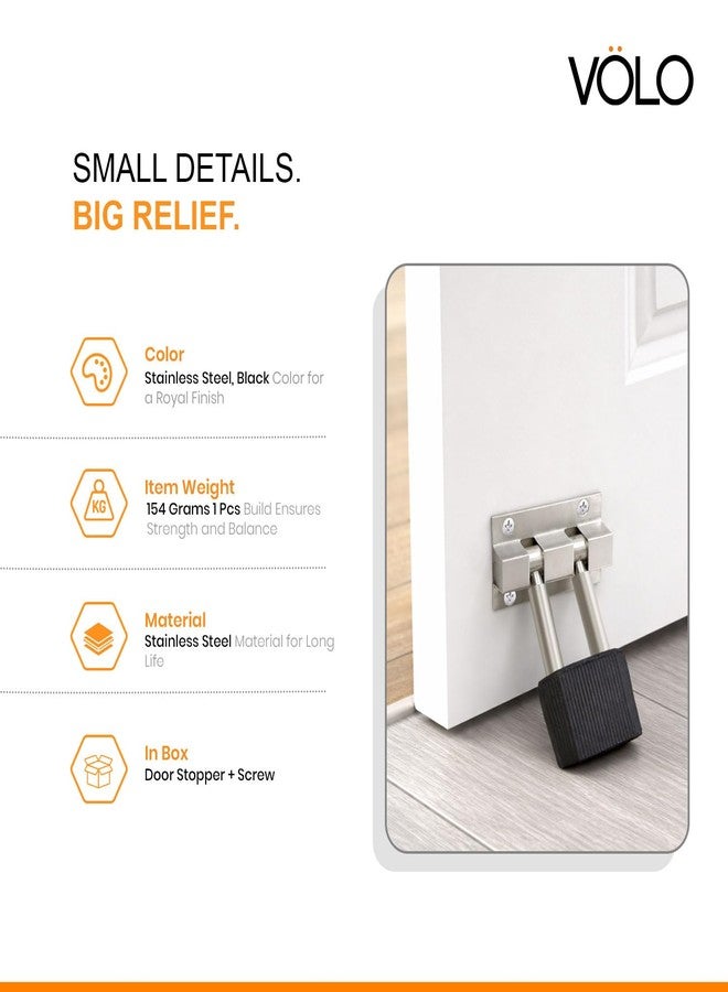 Volo Aluminium 3-Inch Satin Finish Door Stopper with Rubber Grip - for Doors in Home, Office, and Hotel (Satin Finish with Black Rubber Grip) - Image 3