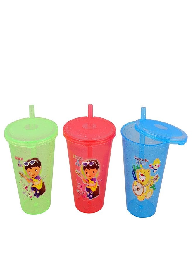 faas BPA Free Sipper Glass with Straw and Lid for Kids Easy to sip The Water - Pack of 4, faas-1209 (Multicolor) - Image 1