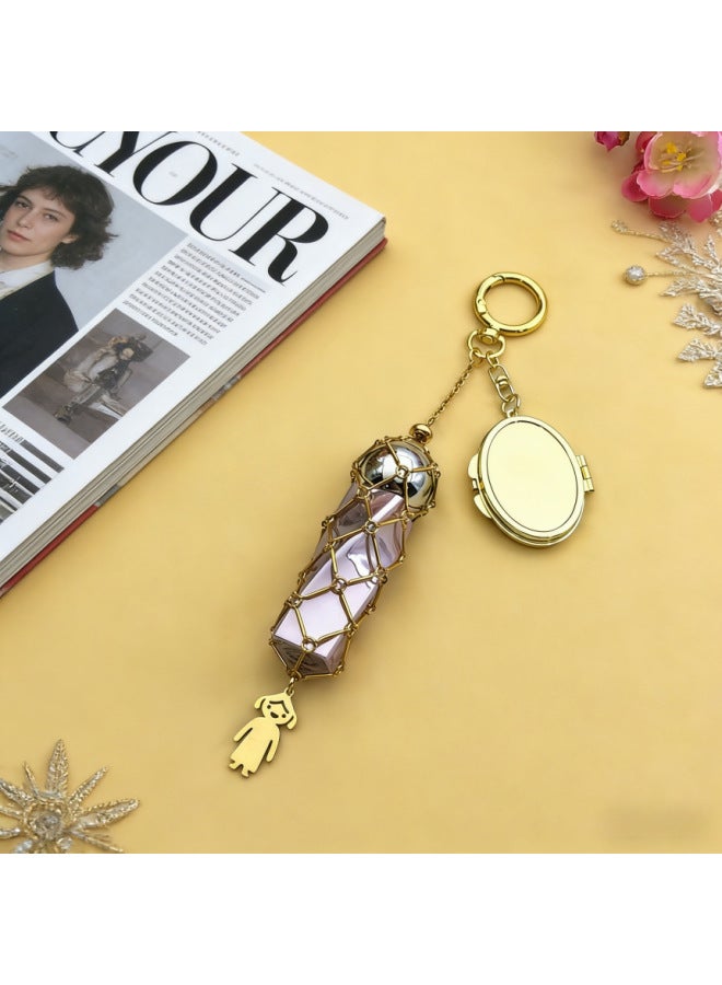 Trendy New Style Little Girl Pendant Lipstick Mesh Bag Charm Fashion Lipstick Bag Keychain