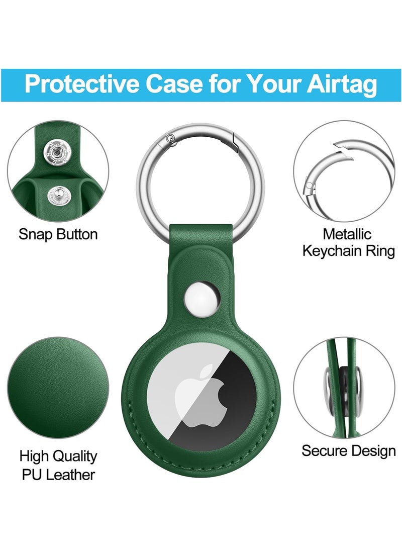 Generic - Leather AirTag Holder - Leather Case for AirTag Keyring for Keys, Bags, Luggage, Pet Collars - Anti-Lost and Scratch-Resistant Design for Apple Air Tags 2021 (Green) - Image 1