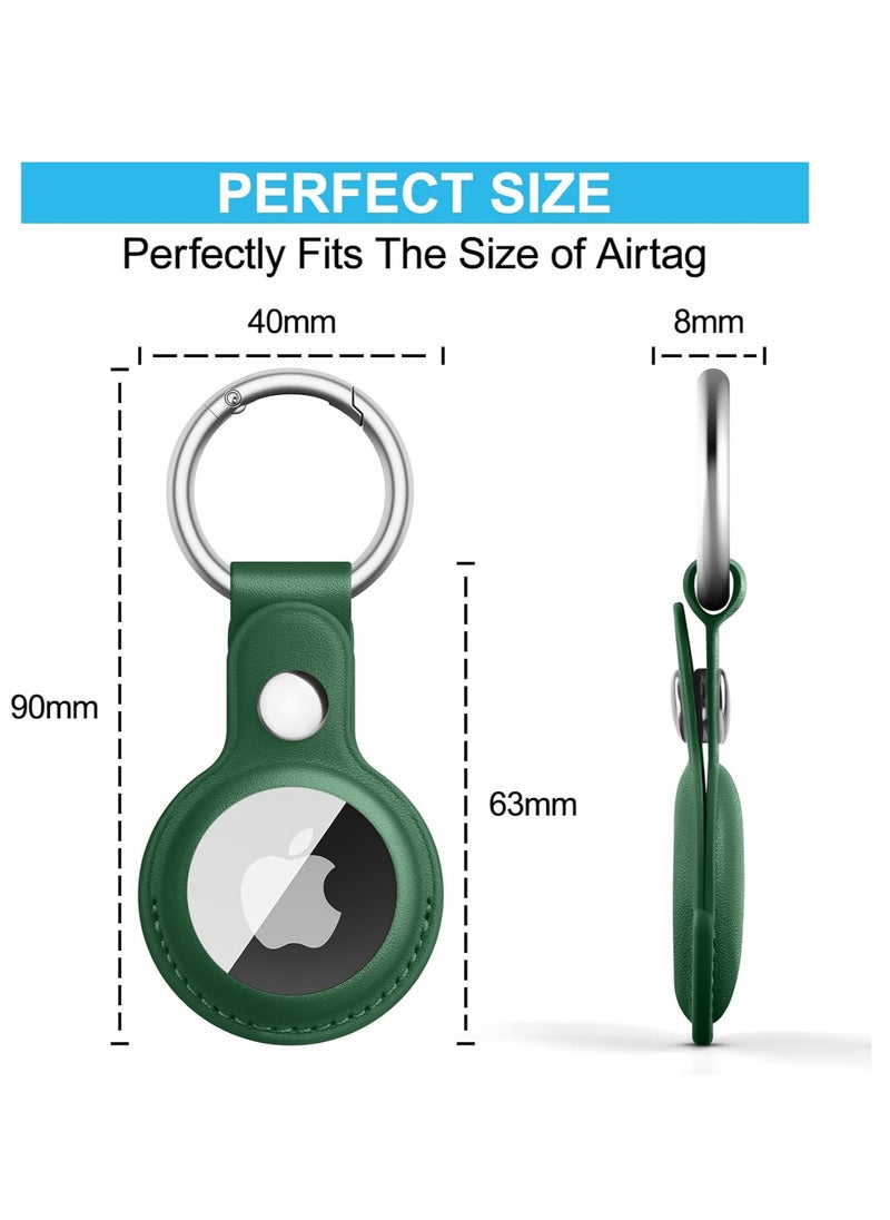 Generic - Leather AirTag Holder - Leather Case for AirTag Keyring for Keys, Bags, Luggage, Pet Collars - Anti-Lost and Scratch-Resistant Design for Apple Air Tags 2021 (Green) - Image 1